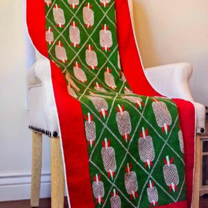 Kantha Pineapple Throw – Green & Red