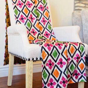🌸 Handmade Kantha Throw in Silk & Velvet – Spring Bloom