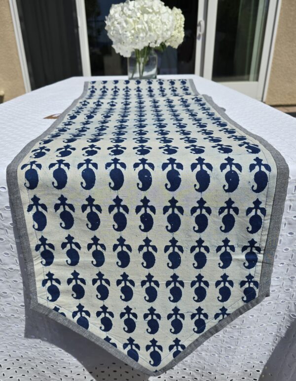 Handcrafted Cotton Indigo Table Runner - Image 6