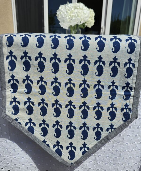 Handcrafted Cotton Indigo Table Runner - Image 10